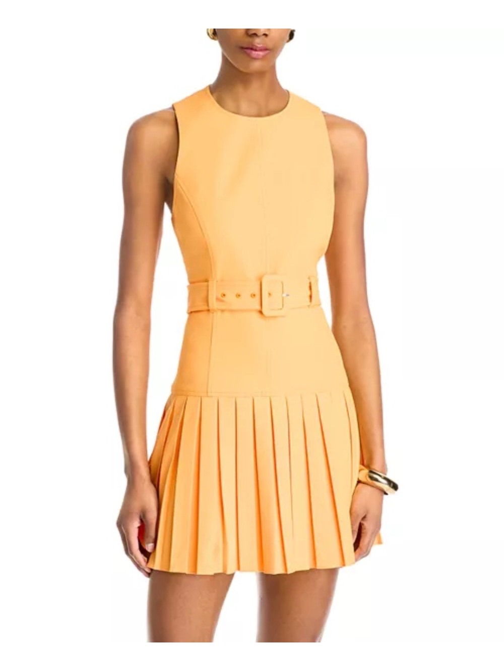 Cinq Γ Sept Charolette CrΓͺpe Belted Pleated Minidress Papaya Size 10
